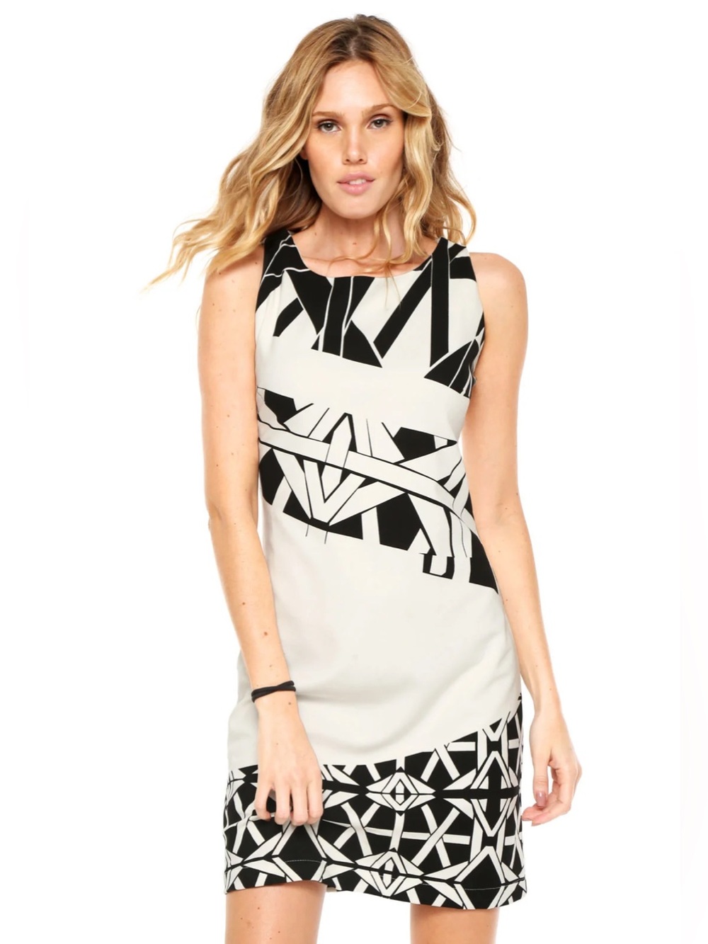 Desigual Black & White Geometric Dress